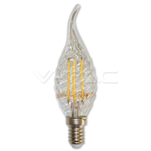LED Крушка - 4W Filament E14 Кендъл Спирала Пламък 2700K
