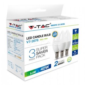 LED Крушка - 5.5W E14 Кендъл 2700K 3Бр/Сет