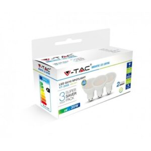 LED Крушка - 5W GU10 SMD Пластик 320Lm 6000K 3бр/сет