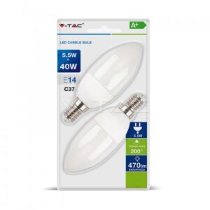 LED Крушка - 5.5W E14 Кендъл 2700K 2Бр/Блистер