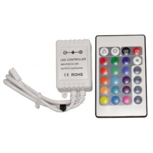ИНФРАЧЕРВЕН КОНТРОЛЕР С ДИСТАНЦИОННО УПРАВЛЕНИЕ ЗА RGB 24 БУТОНА 72W LIGHTEX