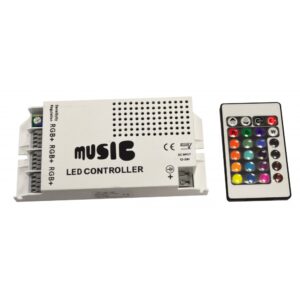 ИНФРАЧЕРВЕН ЗВУКОВ КОНТРОЛЕР С ДИСТАНЦИОННО ЗА RGB MINI 24 БУТОНА 108W LIGHTEX