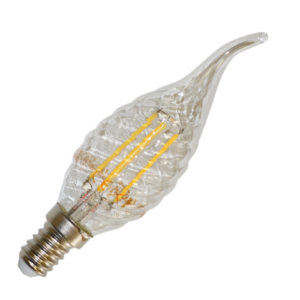 LED Крушка - 4W Filament Patent E14 Кендъл Спирала Пламък Топло Бяла Светлина Димируема