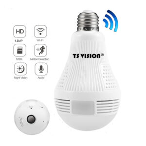 IP, безжична (WIFI) видеокамера, панорамна 360˚, 1,3 MP тип крушка